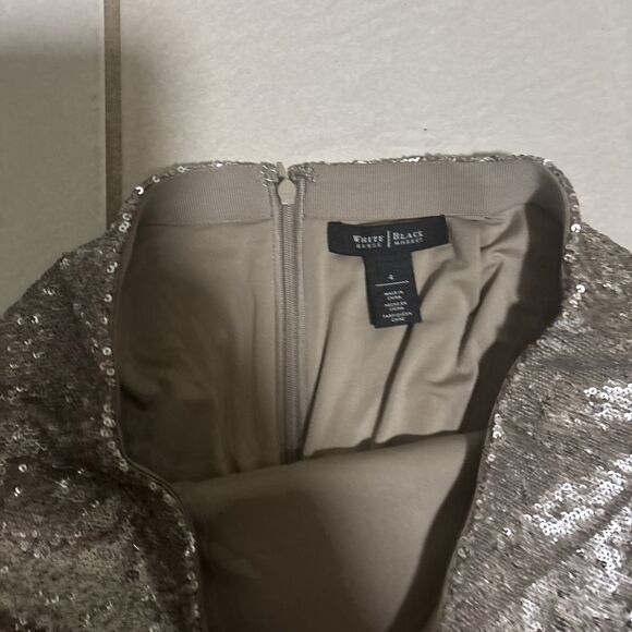 White House Black Market Sequin Skirt Champagne Party Sparkly Size 4 - Picture 4 of 4